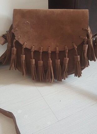 Koton Süet görünümlü püsküllü Koton çanta 