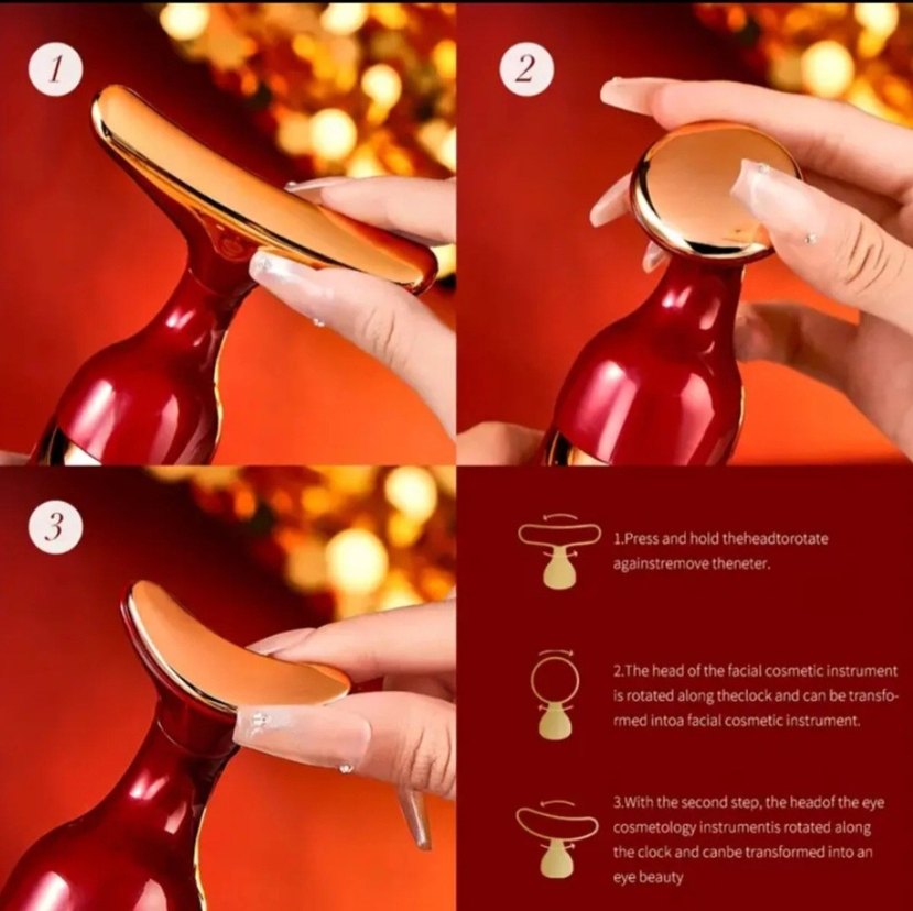 Gushiyuya 3 Başlıklı Yüz Masajı Cihazı - Görsel 4