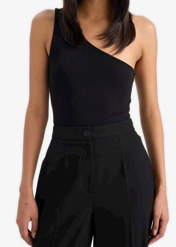 Miss Murem Tek Omuzlu Siyah Kadın Atlet - Görsel 3