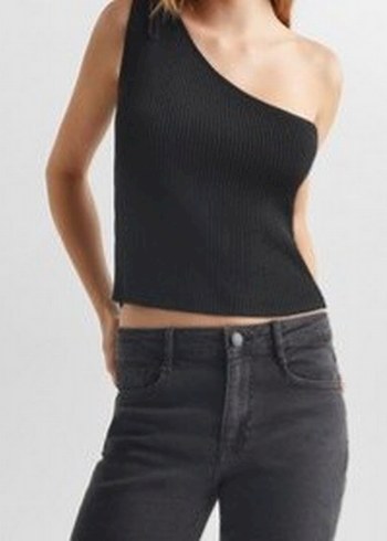 Miss Murem Tek Omuzlu Siyah Kadın Atlet - Görsel 4