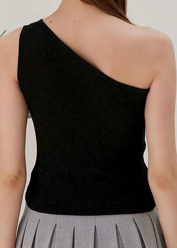 Miss Murem Tek Omuzlu Siyah Kadın Atlet - Görsel 6