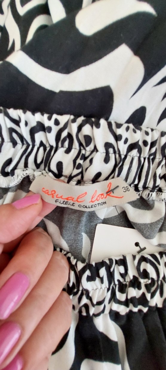 Siyah Zemine Şal Desenli Uzun Bohem Etek - Görsel 2