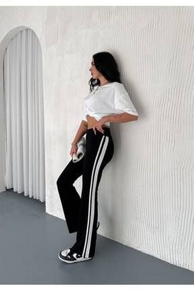 Arma Life Siyah Beyaz Şeritli Pantolon - Görsel 4