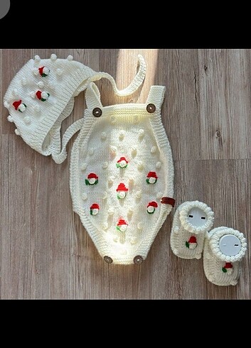 Örgü bebek body takım