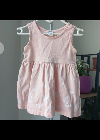 Kolsuz Pembe Pamuklu Kız Çocuk Elbise