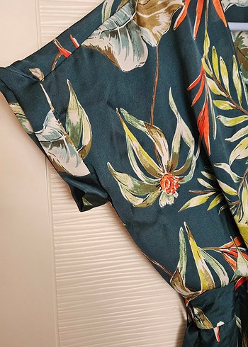 Zara M Yeşil Desenli Uzun Bohem Tulum - Görsel 2