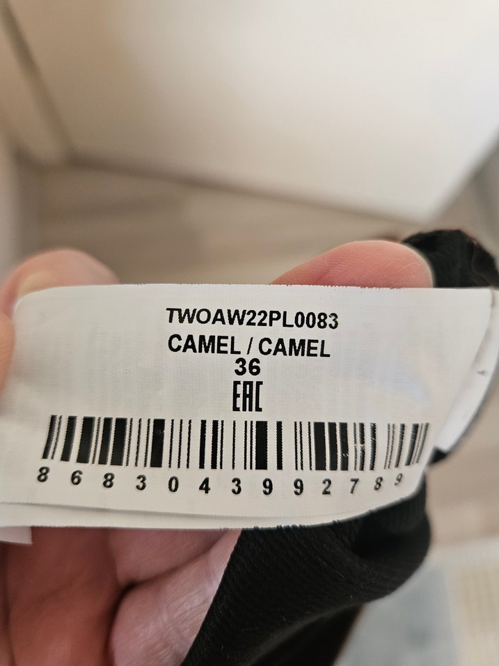 36 beden Düğmeli Kahverengi Deri Kadın Pantolon - Görsel 3