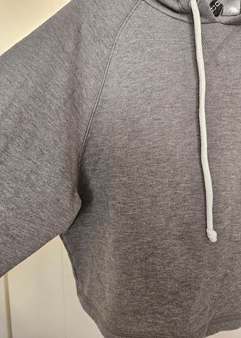 H&M S beden gri Kapüşonlu Kadın Sweatshirt - Görsel 2