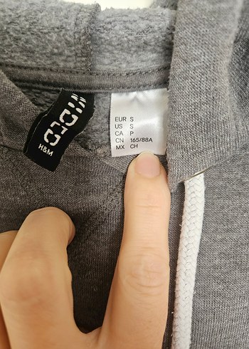 H&M S beden gri Kapüşonlu Kadın Sweatshirt - Görsel 3