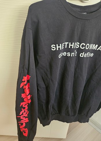 Kostebek M beden Siyah Baskılı Uzun Kollu Kadın Sweatshirt - Görsel 6