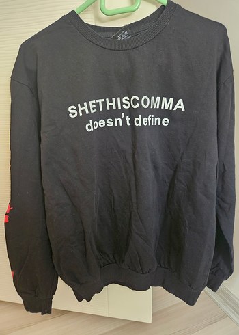 Kostebek M beden Siyah Baskılı Uzun Kollu Kadın Sweatshirt - Görsel 4