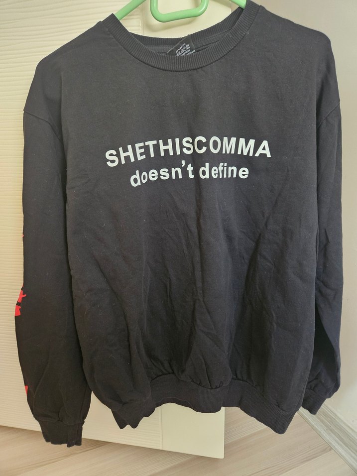 Kostebek M beden Siyah Baskılı Uzun Kollu Kadın Sweatshirt - Görsel 4