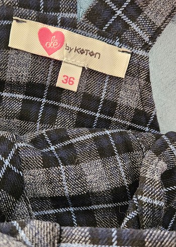 Gri Ekoseli Elbise - Görsel 5