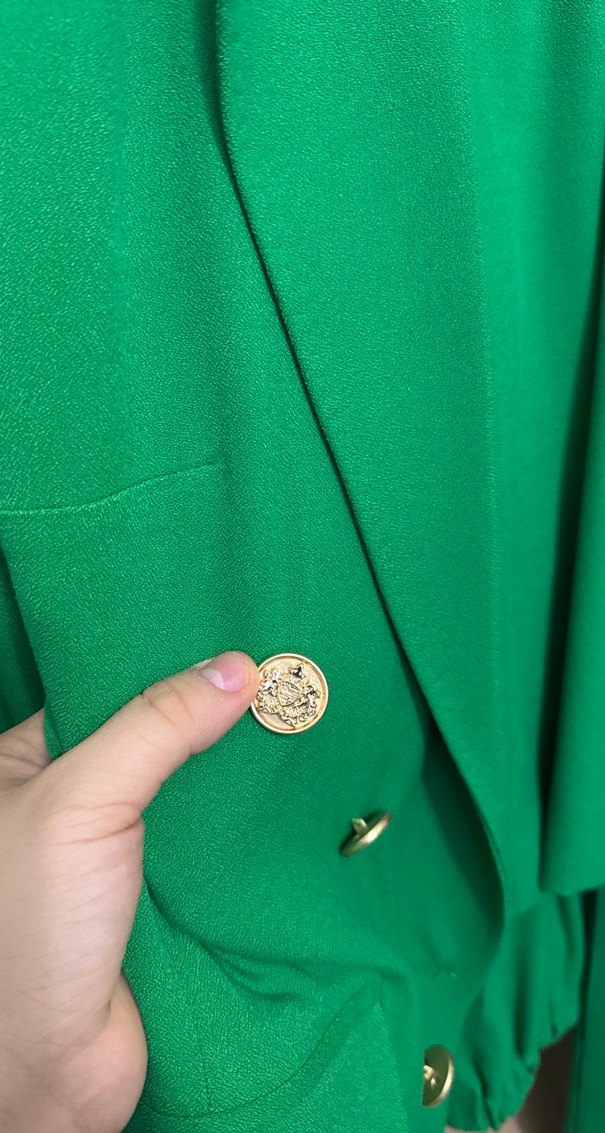 Yeşil Dokulu Kadın Blazer Ceket - Görsel 5