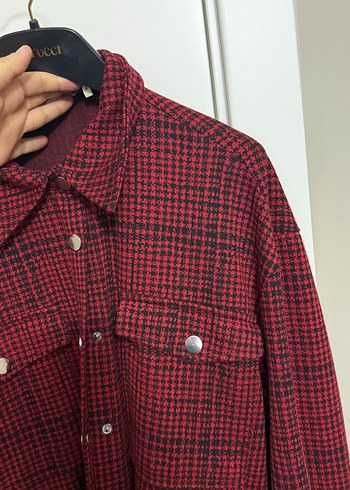 Bordo Ekose Düğmeli Uzun Kollu Gömlek - Görsel 4