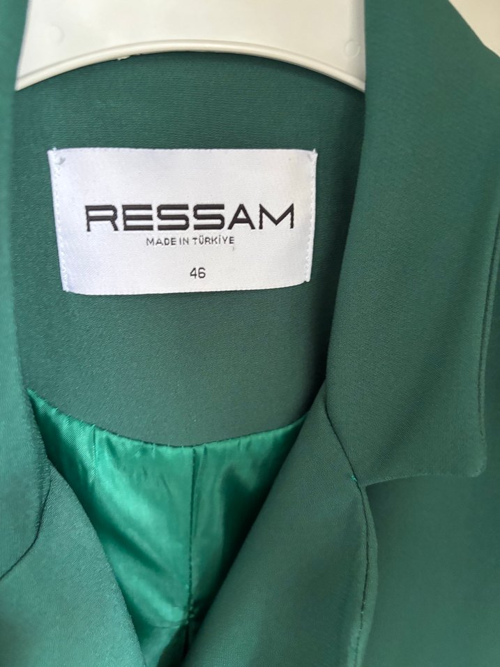 Düğmeli Yeşil Midi Kadın Blazer Ceket - Görsel 4