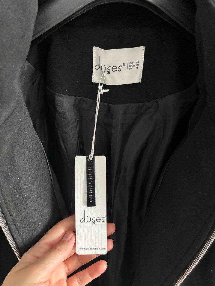 Kürklü Siyah Midi Hamile Kaban - Görsel 4