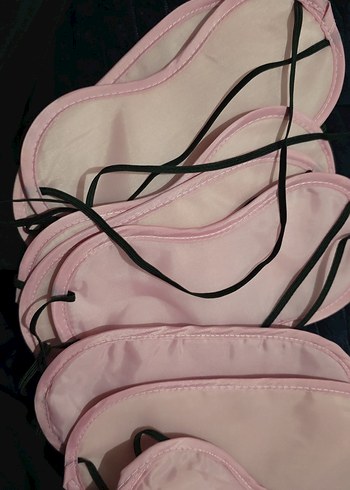 10 adettir. Pembe Elastik Kadın Uyku Maskesi - Görsel 3