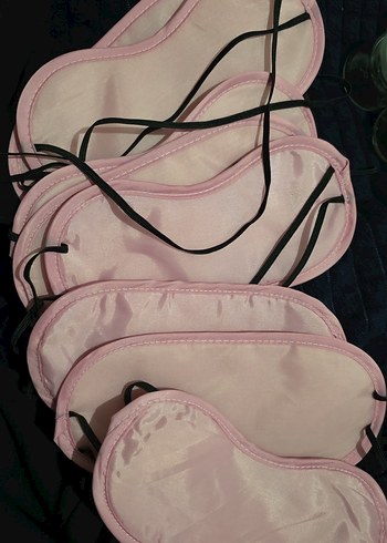 10 adettir. Pembe Elastik Kadın Uyku Maskesi - Görsel 2