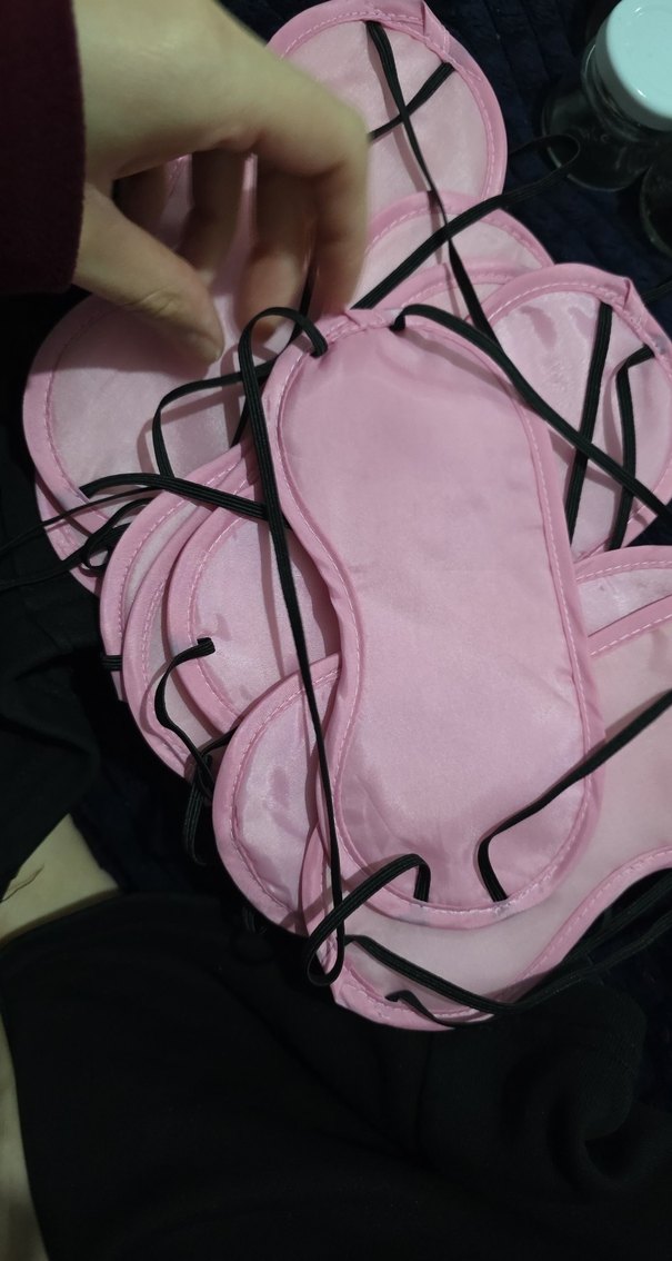 10 adettir. Pembe Elastik Kadın Uyku Maskesi - Görsel 5