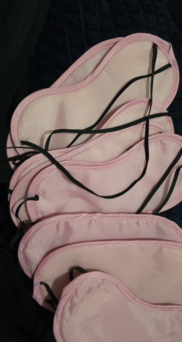 10 adettir. Pembe Elastik Kadın Uyku Maskesi - Görsel 3