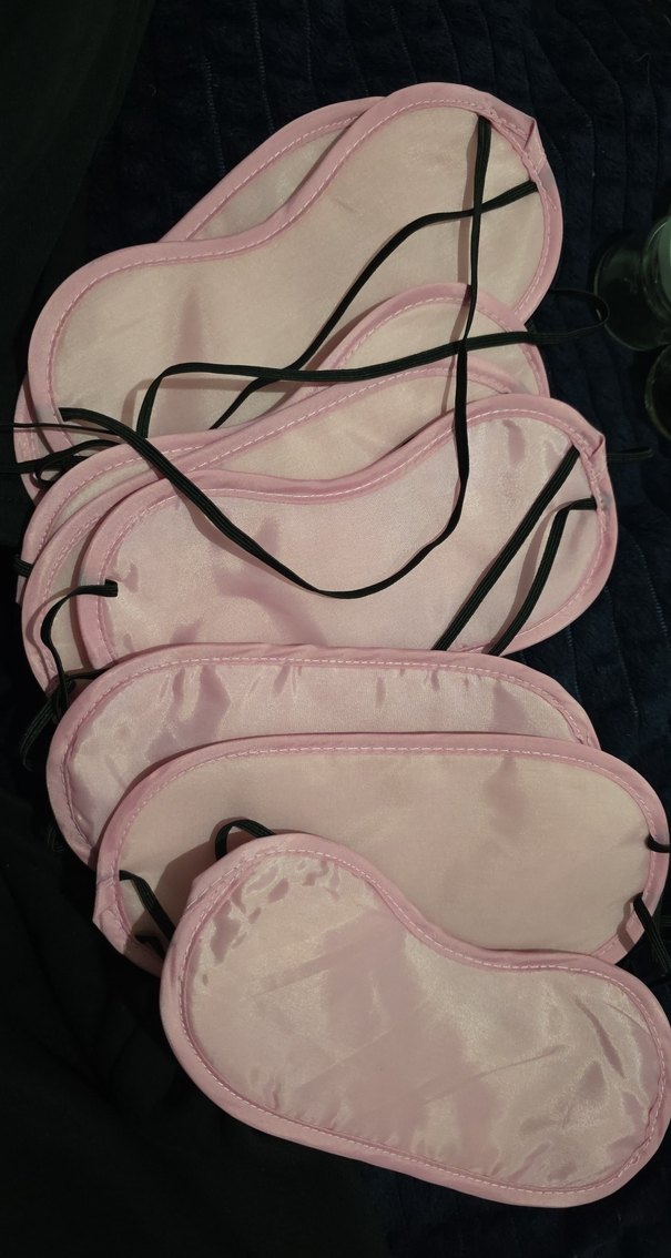 10 adettir. Pembe Elastik Kadın Uyku Maskesi - Görsel 2