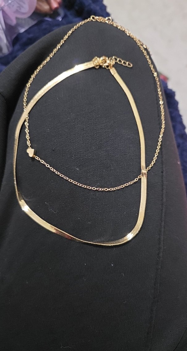 Zincir Detaylı Altın Renk Midi Kolye 2 adet - Görsel 4