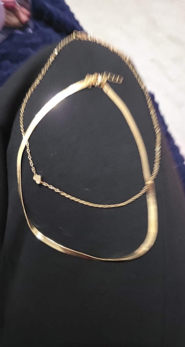 Zincir Detaylı Altın Renk Midi Kolye 2 adet - Görsel 2