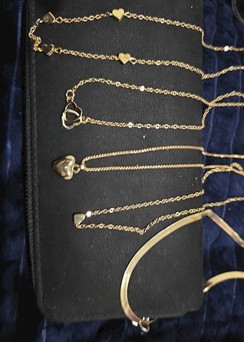 5li Altın Renk Mini Zincir Detaylı Kadın Kolye - Görsel 5