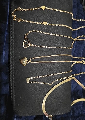 5li Altın Renk Mini Zincir Detaylı Kadın Kolye - Görsel 6