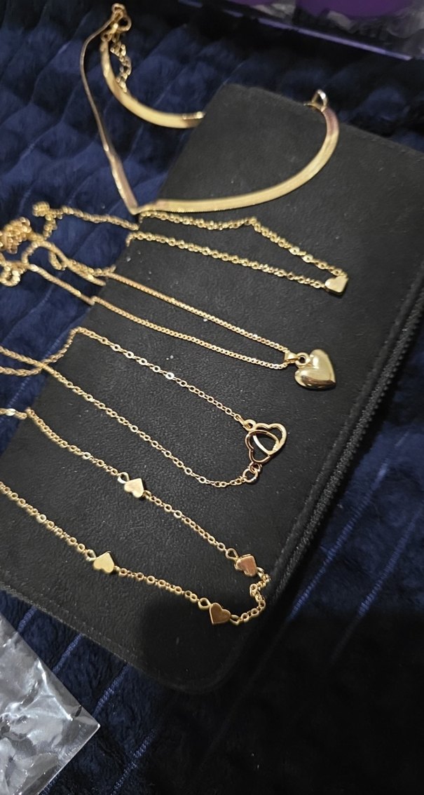 5li Altın Renk Mini Zincir Detaylı Kadın Kolye - Görsel 3