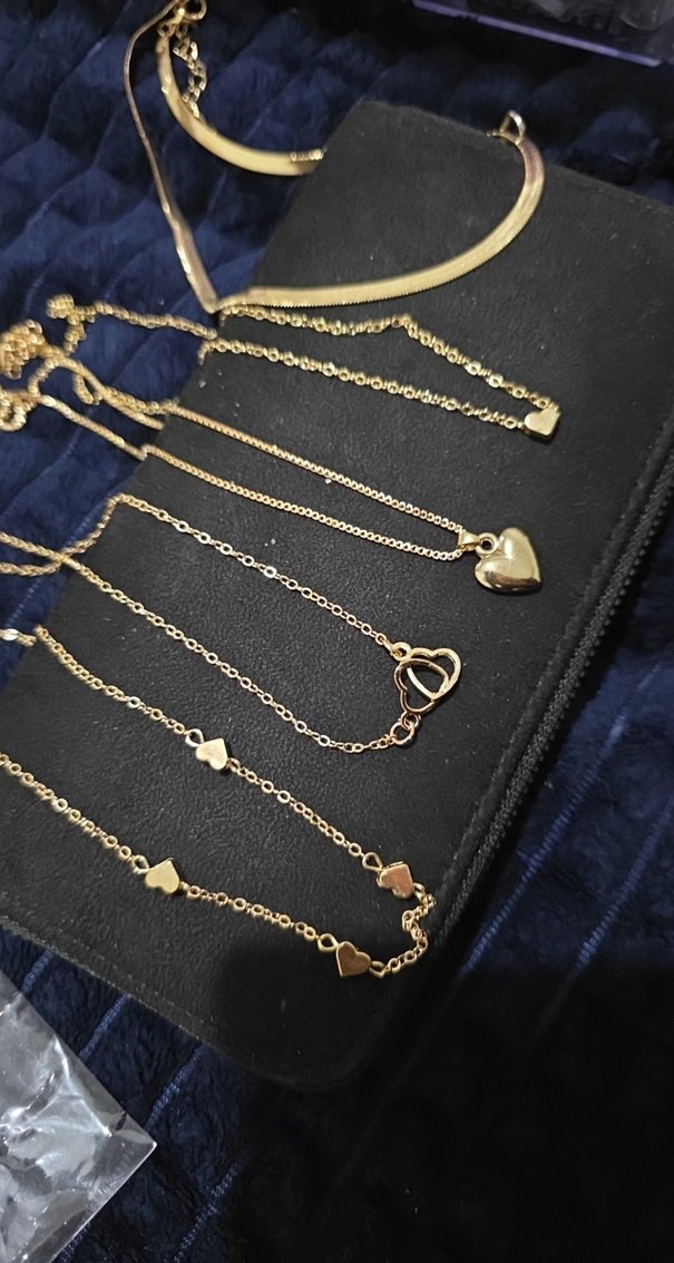 5li Altın Renk Mini Zincir Detaylı Kadın Kolye - Görsel 2