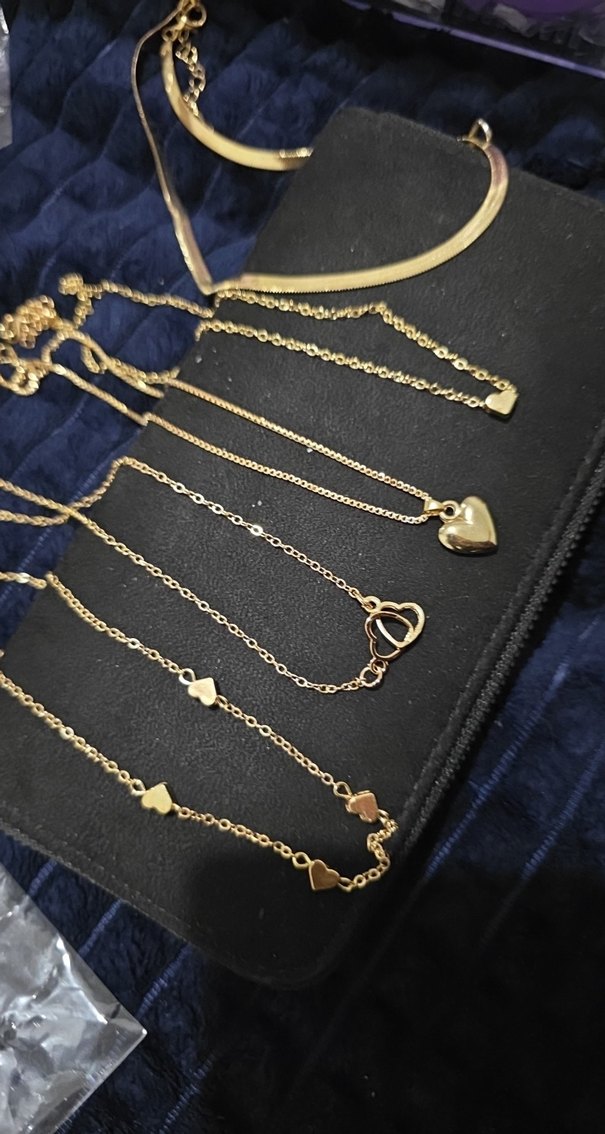 5li Altın Renk Mini Zincir Detaylı Kadın Kolye - Görsel 4