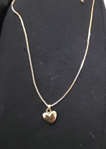 Altın Renk Mini Kalp Zincir Kolye - Görsel 5