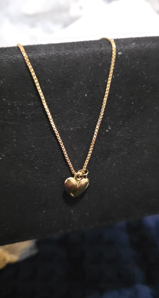 Altın Renk Mini Kalp Zincir Kolye - Görsel 2