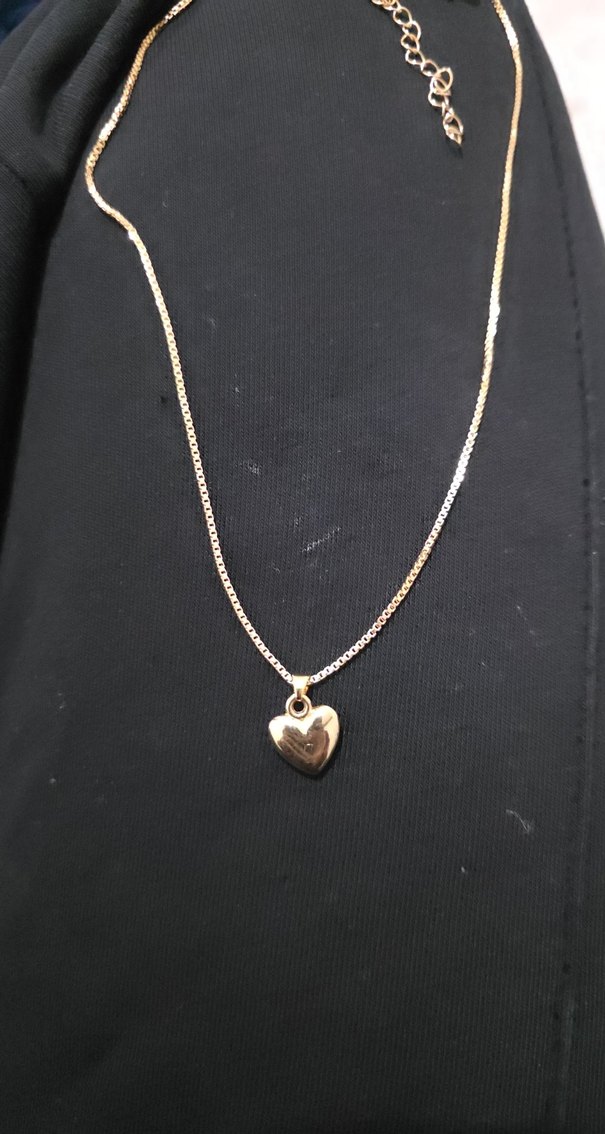 Altın Renk Mini Kalp Zincir Kolye - Görsel 4