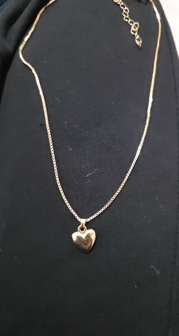 Altın Renk Mini Kalp Zincir Kolye - Görsel 5