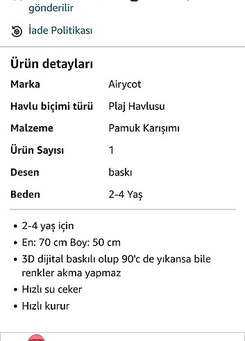 2 Yaş Beden Havlu panço