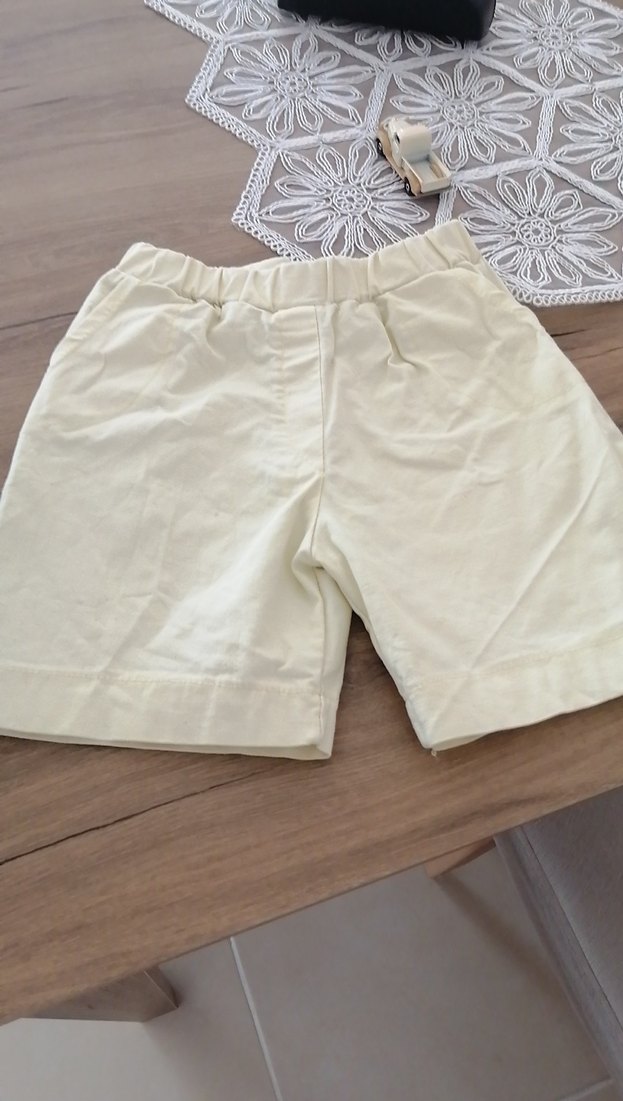 Sarı Keten Kumaşlı Şort - Görsel 2