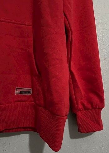 Kırmızı Kapüşonlu Rahat Sweatshirt - Görsel 3