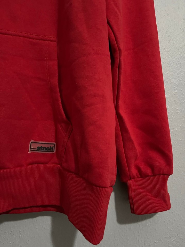 Kırmızı Kapüşonlu Rahat Sweatshirt - Görsel 3