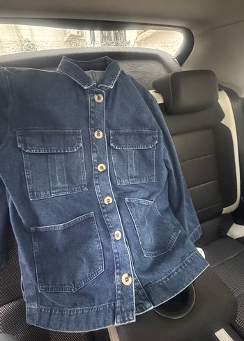 Düğmeli Lacivert Kadın kot ceket - Görsel 9