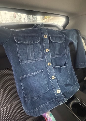 Düğmeli Lacivert Kadın kot ceket - Görsel 12