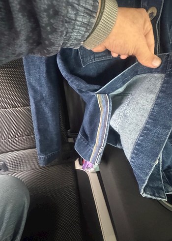 Düğmeli Lacivert Kadın kot ceket - Görsel 10