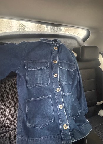 Düğmeli Lacivert Kadın kot ceket - Görsel 6