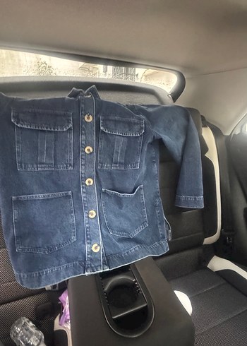 Düğmeli Lacivert Kadın kot ceket - Görsel 11