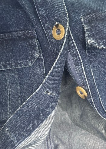 Düğmeli Lacivert Kadın kot ceket - Görsel 5