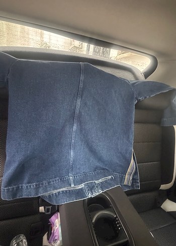 Düğmeli Lacivert Kadın kot ceket - Görsel 8