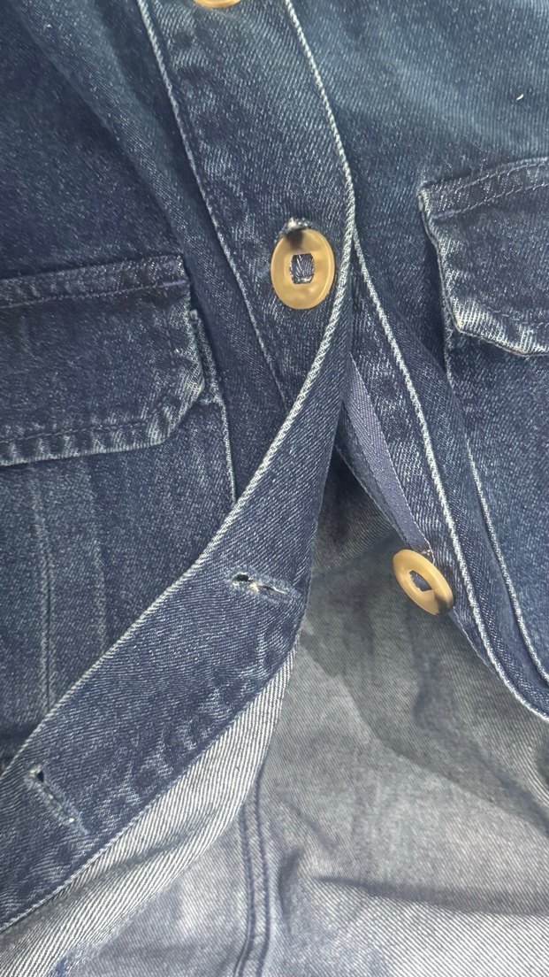 Düğmeli Lacivert Kadın kot ceket - Görsel 5