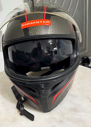 Kemerli Gri Baskılı Motosiklet Kaskı m beden - Görsel 3